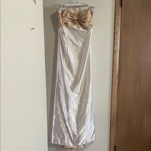 Chic Strapless Cream and Gold Gown